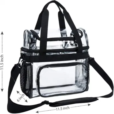 Durchsichtige PVC-Lunchtasche in Sondergröße mit verstellbarem Schultergurt, wasserdichte Kunststoff-Lunchtasche, transparente Kühl-Picknicktaschen