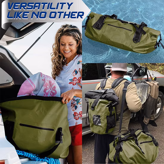 Roll-Top, wasserdicht, großer Trockensack, Seesack zum Kajakfahren, Rafting, Bootfahren, Schwimmen, Camping, Wandern, Strand, Angeln
