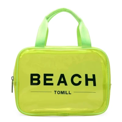 Rechteckige, bedruckte, transparente PVC-Kunststofftasche, Schwimm-Einkaufstasche für Damenmode, Seesack, Strand-PVC-Einkaufstasche