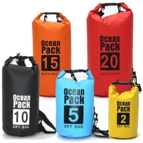 Outdoor Großhandel Ocean Pack 5L 10L 15L 20L Schwimmen 500d PVC Wasserdichter Trockenbeutel für Reisen und Sport